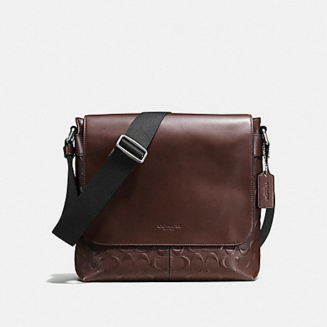 COACH CHARLES SMALL MESSENGER IN SIGNATURE CROSSGRAIN LEATHER - MAHOGANY - f72220