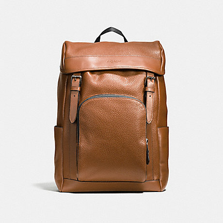 COACH HENRY BACKPACK IN PEBBLE LEATHER - DARK SADDLE - f72311