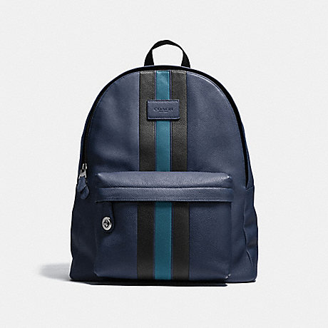 COACH CAMPUS BACKPACK WITH VARSITY STRIPE - BLACK ANTIQUE NICKEL/MIDNIGHT/MINERAL - f72313