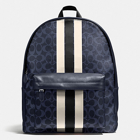 COACH CHARLES BACKPACK IN VARSITY SIGNATURE - MIDNIGHT/CHALK - f72340