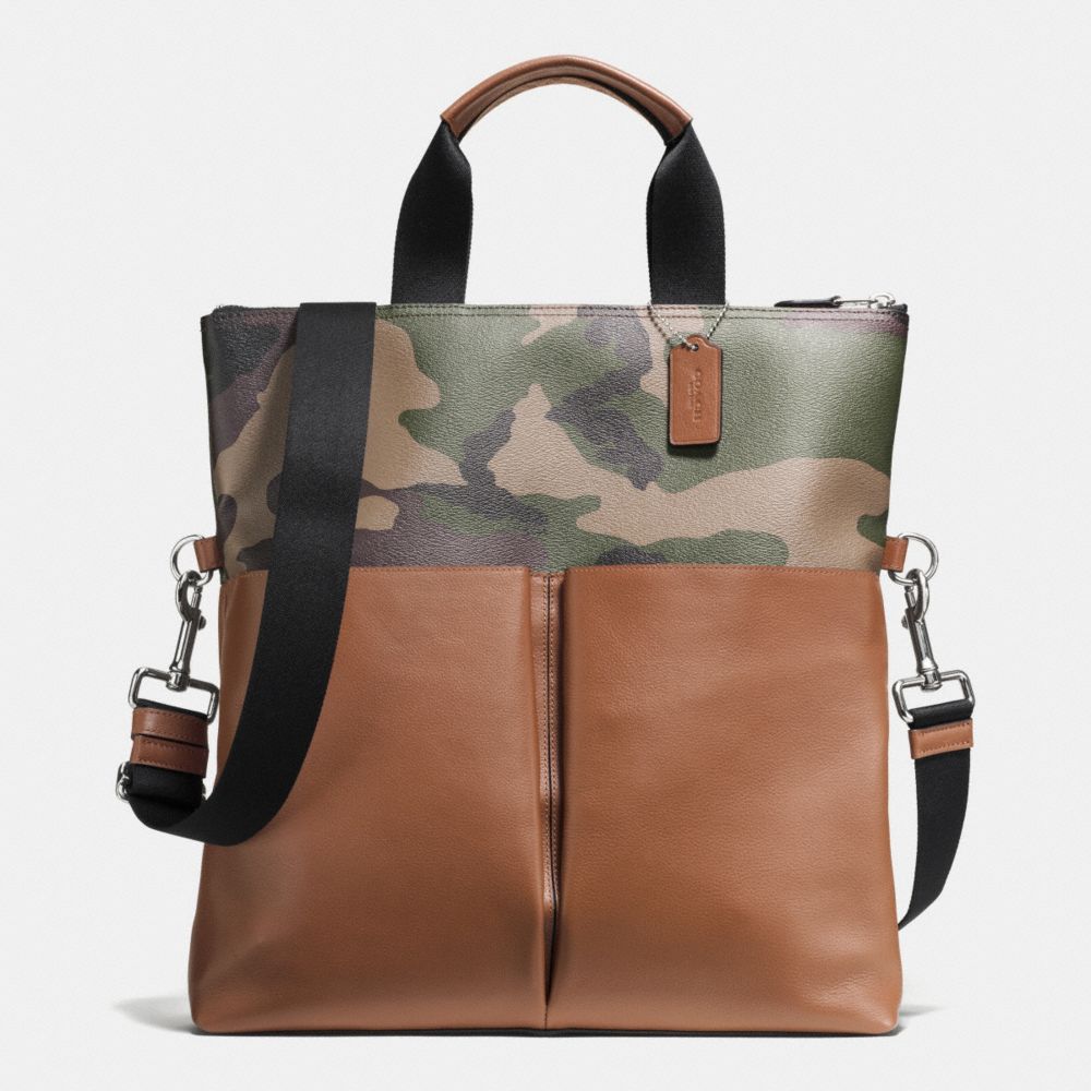 CHARLES FOLDOVER TOTE IN PRINTED COATED CANVAS - COACH f72357 - GREEN CAMO