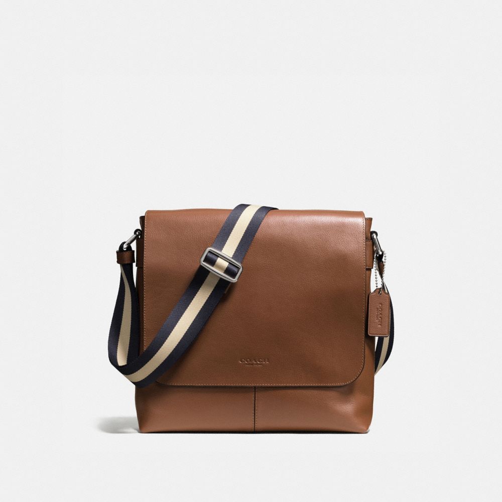 CHARLES SMALL MESSENGER IN SPORT CALF LEATHER - COACH f72362 - DARK SADDLE