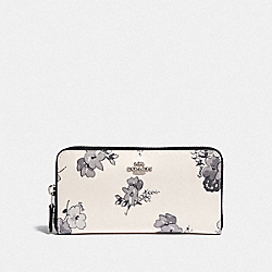 COACH ACCORDION ZIP WALLET WITH FAIRY TALE FLORAL PRINT - SILVER/CHALK MULTI - F73663