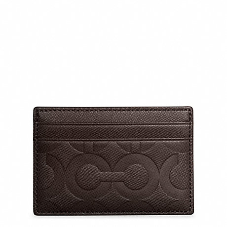 COACH OP ART EMBOSSED LEATHER SLIM CARD CASE - MAHOGANY - f74177