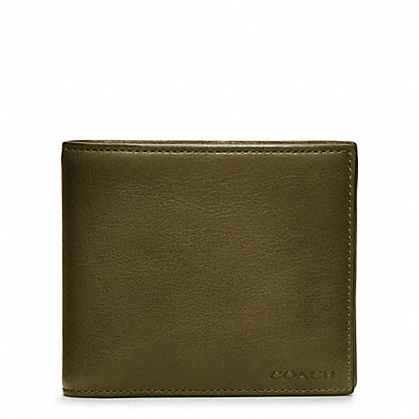 COACH BLEECKER LEATHER COMPACT ID WALLET - DARK OLIVE - f74345
