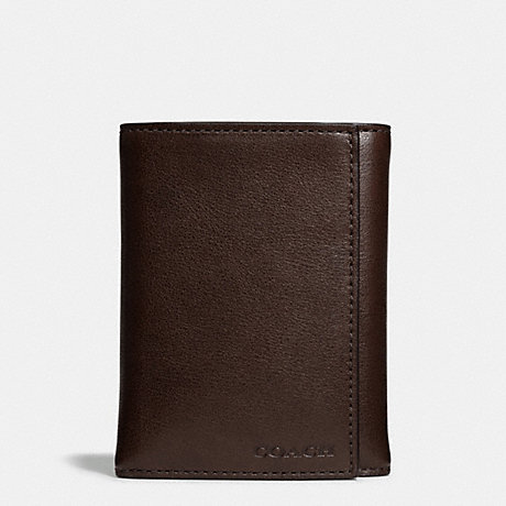 COACH BLEECKER TRIFOLD WALLET IN LEATHER - MAHOGANY - f74499