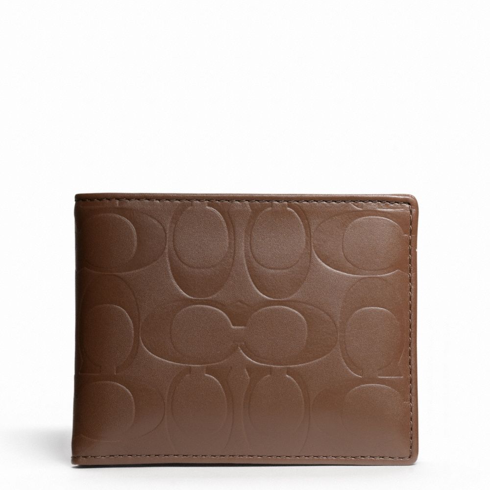 SIGNATURE EMBOSSED PASSCASE ID WALLET - COACH f74527 - TOBACCO