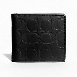 COACH SIGNATURE EMBOSSED COIN WALLET - BLACK - F74531