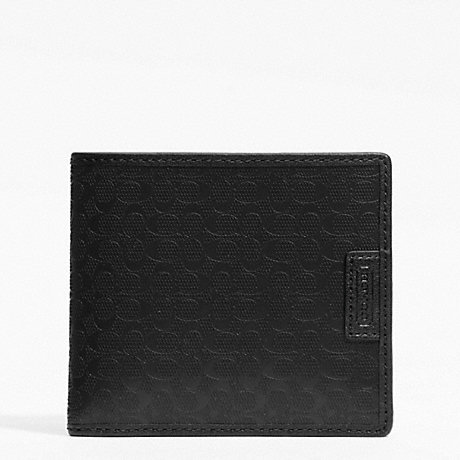 COACH HERITAGE SIGNATURE EMBOSSED PVC DOUBLE BILLFOLD - BLACK - f74549