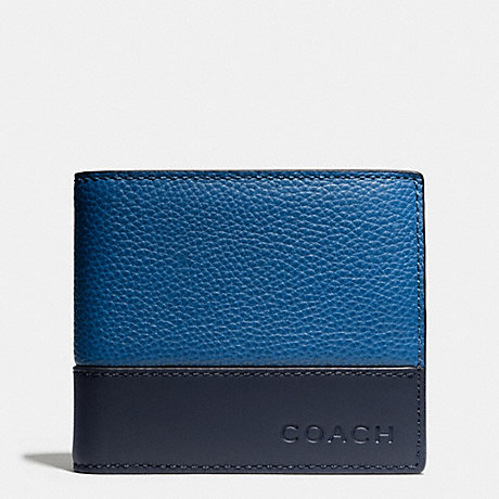 COACH CAMDEN LEATHER COMPACT ID WALLET -  DENIM - f74634