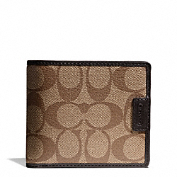 HERITAGE SIGNATURE COMPACT ID WALLET - COACH f74736 - SILVER/KHAKI/BROWN