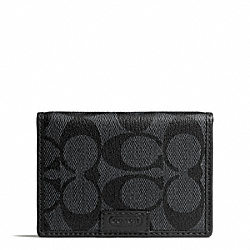 COACH HERITAGE SIGNATURE SLIM PASSCASE ID WALLET - CHARCOAL/BLACK - F74742