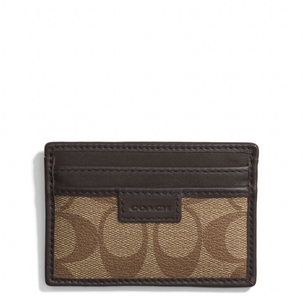 COACH HERITAGE SIGNATURE SLIM CARD CASE - COACH f74759 - SILVER/KHAKI/BROWN