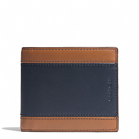 COACH HERITAGE SPORT COMPACT ID WALLET - SADDLE/NAVY - f74792