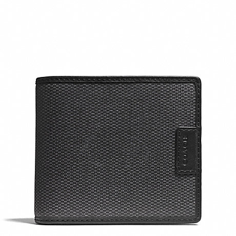 COACH HERITAGE CHECK COMPACT ID WALLET - CHARCOAL - f74817