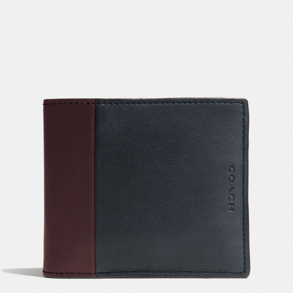 BLEECKER COMPACT ID WALLET IN HARNESS LEATHER - COACH f74818 - NAVY/CORDOVAN