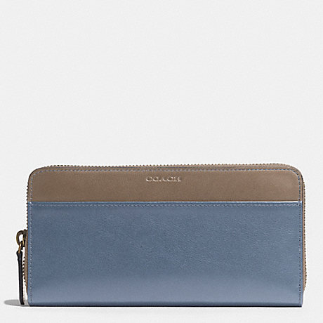 COACH BLEECKER ACCORDION WALLET IN HARNESS LEATHER -  FROST BLUE/WET CLAY - f74821