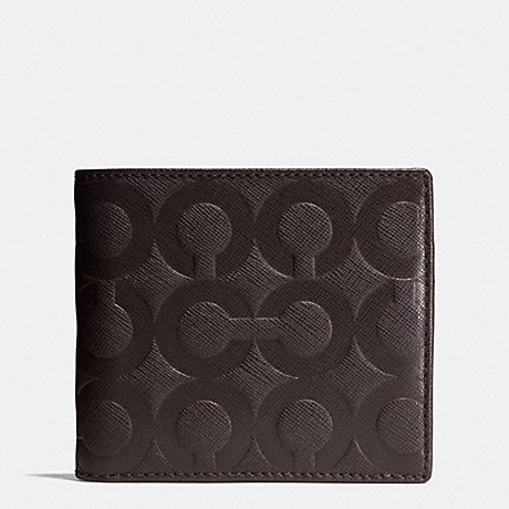 COACH BLEECKER COIN WALLET IN OP ART EMBOSSED LEATHER -  MAHOGANY - f74829