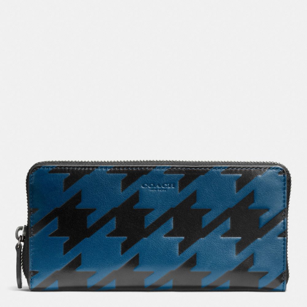ACCORDION WALLET IN HOUNDSTOOTH LEATHER - COACH f74881 - COBALT/BLACK