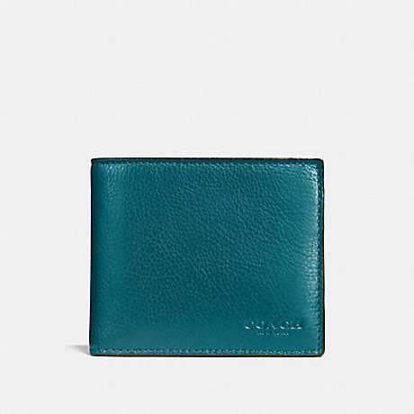COACH COMPACT ID WALLET IN SPORT CALF LEATHER - ATLANTIC - f74991