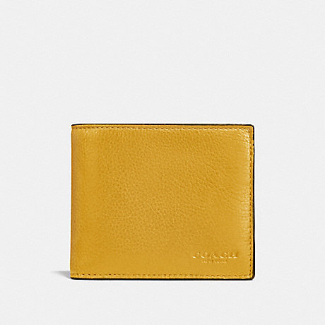 COACH COMPACT ID WALLET IN SPORT CALF LEATHER - FLAX - f74991
