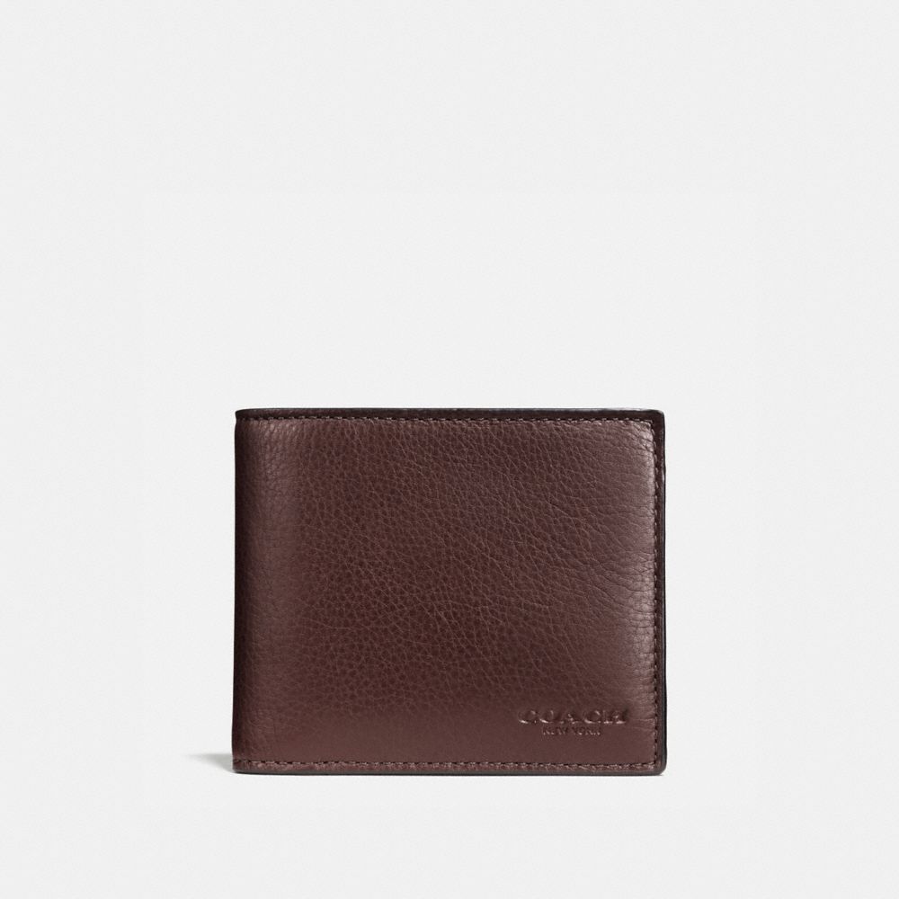 COMPACT ID WALLET IN SPORT CALF LEATHER - COACH f74991 - MAHOGANY