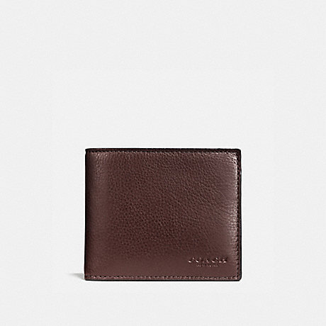 COACH COMPACT ID WALLET IN SPORT CALF LEATHER - MAHOGANY - f74991