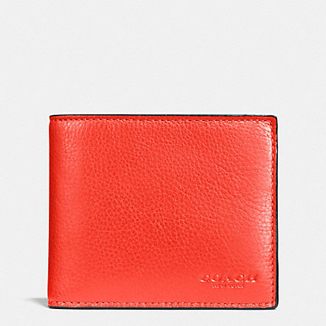COACH COMPACT ID WALLET IN SPORT CALF LEATHER - ORANGE - f74991