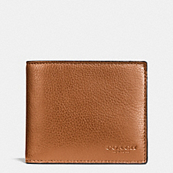 COACH COMPACT ID WALLET IN SPORT CALF LEATHER - SADDLE - F74991