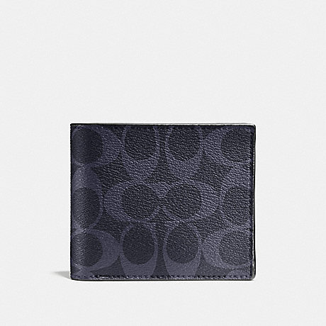 COACH COMPACT ID WALLET IN SIGNATURE - MIDNIGHT - f74993