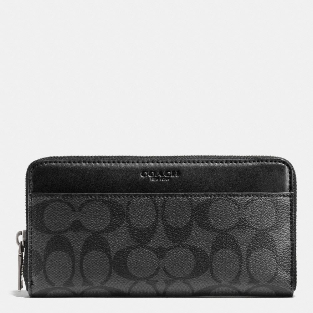 ACCORDION WALLET IN SIGNATURE - COACH f75000 - CHARCOAL/BLACK
