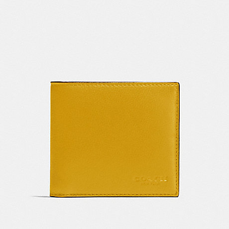 COACH DOUBLE BILLFOLD WALLET IN CALF LEATHER - FLAX - f75084
