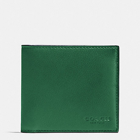 COACH DOUBLE BILLFOLD WALLET IN CALF LEATHER - GRASS - f75084