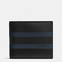COACH COMPACT ID WALLET IN VARSITY CALF LEATHER - BLACK - F75086