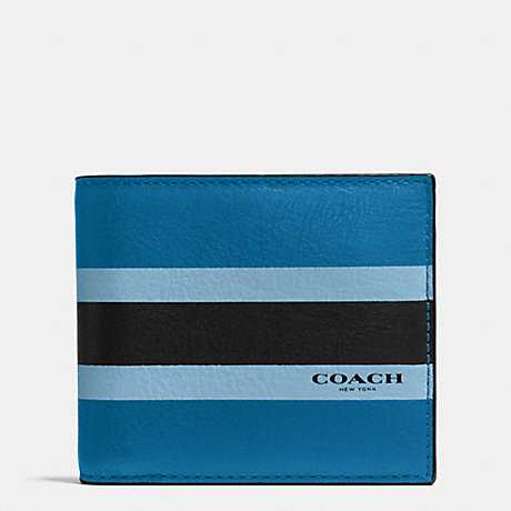 COACH COMPACT ID WALLET IN VARSITY CALF LEATHER - DENIM - f75086
