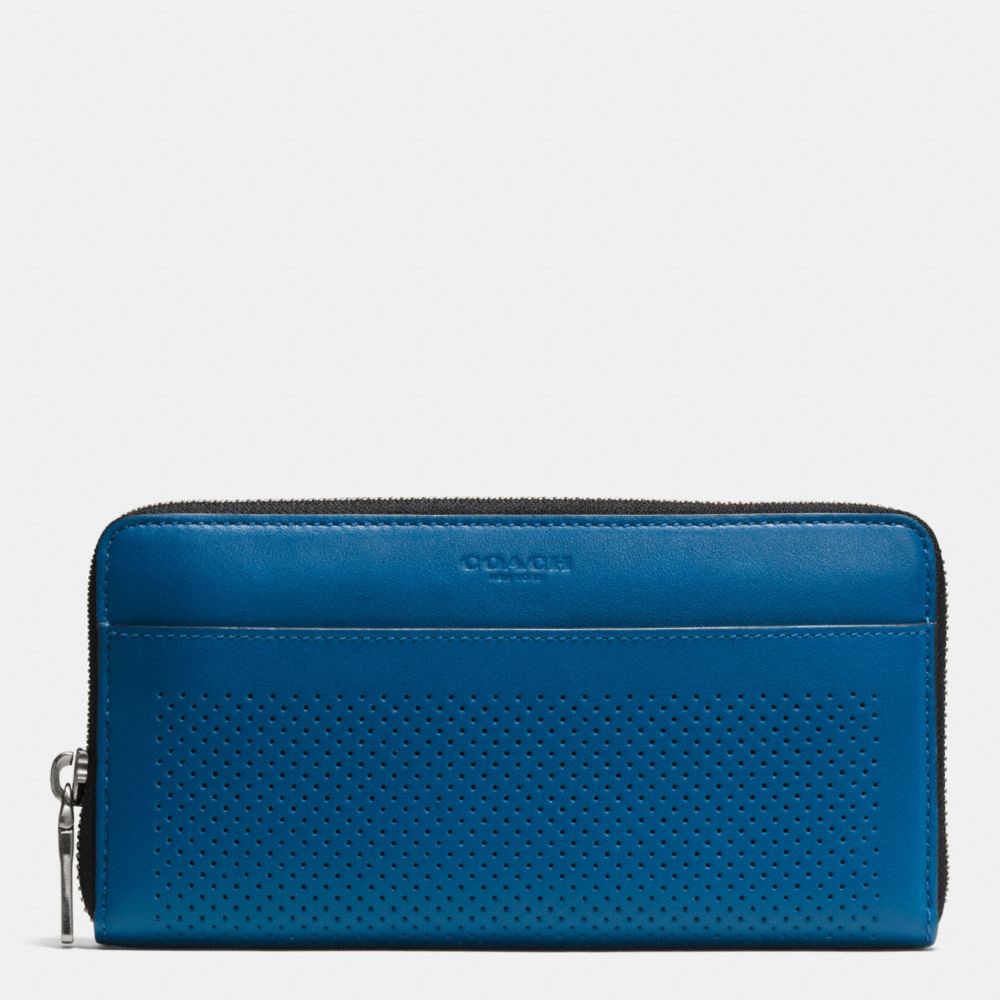 ACCORDION WALLET IN PERFORATED LEATHER - COACH f75222 - DENIM