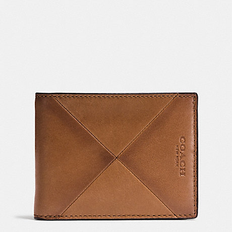 COACH SLIM BILLFOLD WALLET IN PATCHWORK SPORT CALF LEATHER - SADDLE - f75287