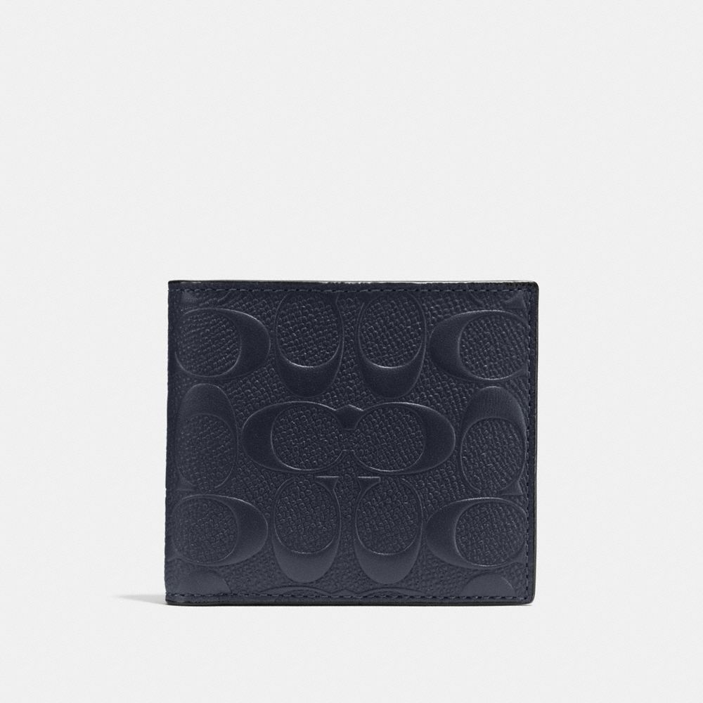 COIN WALLET IN SIGNATURE CROSSGRAIN LEATHER - COACH f75363 - MIDNIGHT NAVY