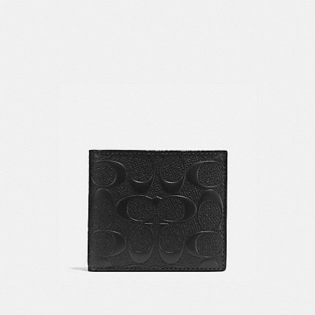 COACH COIN WALLET IN SIGNATURE LEATHER - BLACK - F75363