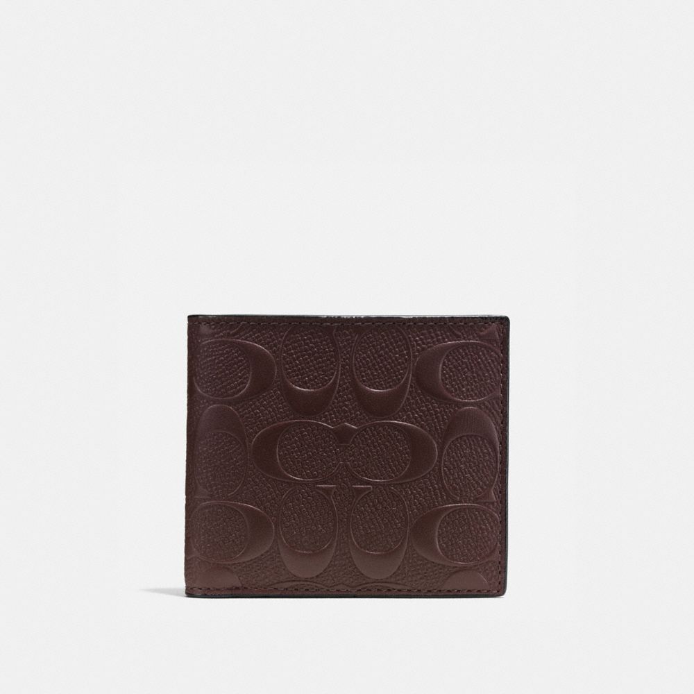 COIN WALLET IN SIGNATURE CROSSGRAIN LEATHER - COACH f75363 -  MAHOGANY