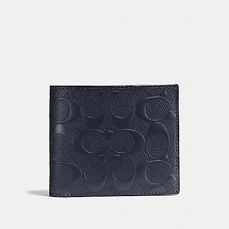 COACH COMPACT ID WALLET IN SIGNATURE CROSSGRAIN LEATHER - MIDNIGHT NAVY - f75371