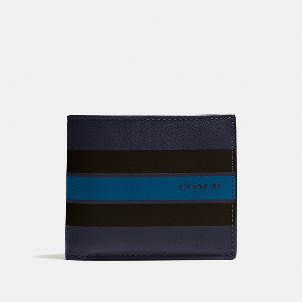 COMPACT ID WALLET IN VARSITY LEATHER - COACH f75399 - MIDNIGHT NAVY