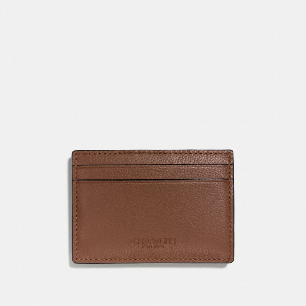 MONEY CLIP CARD CASE IN CALF LEATHER - COACH f75459 - DARK SADDLE