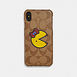 COACH IPHONE XS MAX IN SIGNATURE CANVAS WITH MS. PAC-MAN - KHAKI/YELLOW - F75846