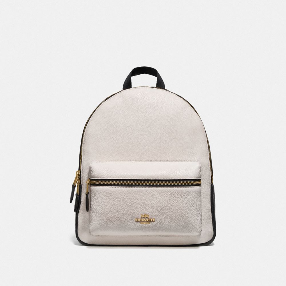 COACH MEDIUM CHARLIE BACKPACK IN COLORBLOCK - GOLD/CHALK/BLACK - F75919
