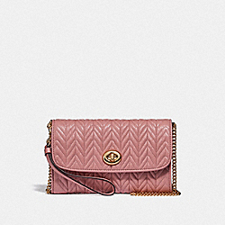 COACH CHAIN CROSSBODY WITH QUILTING - IM/PINK PETAL - F76823