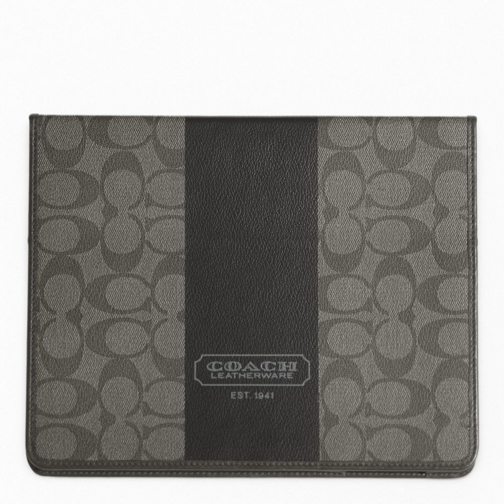 COACH HERITAGE STRIPE TABLET CASE - COACH f77261 - SILVER/GREY/CHARCOAL