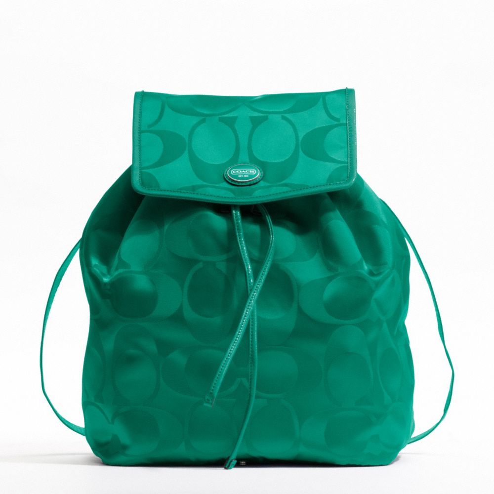 GETAWAY SIGNATURE PACKABLE BACKPACK - COACH F77350 - SILVER/BRIGHT JADE