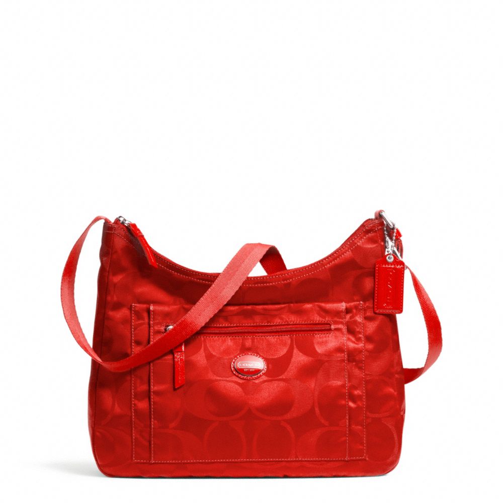 COACH GETAWAY SIGNATURE PACKABLE CROSSBODY - SILVER/VERMILLION - F77369