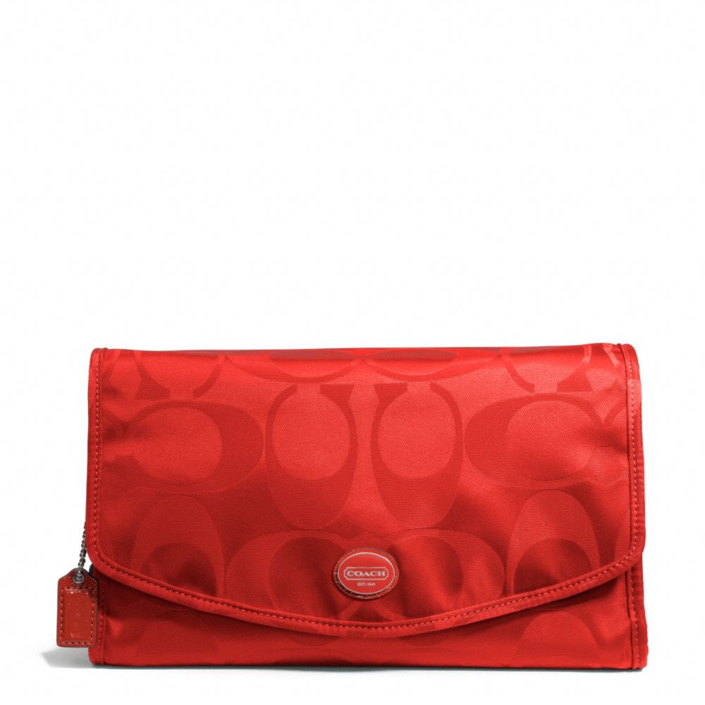 GETAWAY SIGNATURE NYLON COSMETIC KIT - COACH f77392 - SILVER/VERMILLION